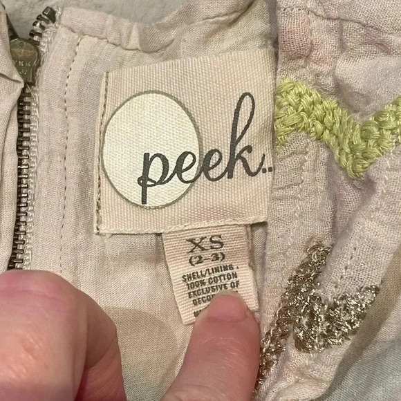 Peek Denver Embroidered Zig Zag Chevron Metallic Cotton Dress Sz: XS/2-3 - Picture 4 of 7